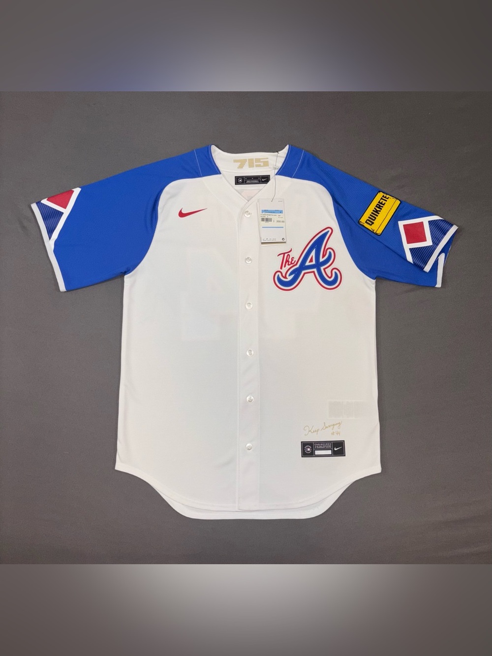Men’s Nike Atlanta Braves Hank Aaron City Connect MLB Jersey White Size Medium
